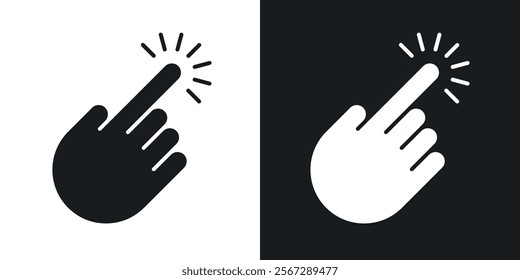 Hand click icons in solid black and white colors