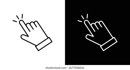 Iconos del Hacer clic de la mano. Iconos de arte de línea de trazo