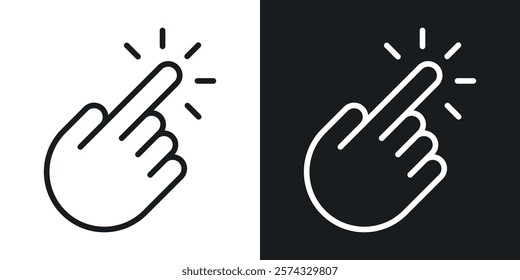 Hand click icons in thin black and white stroke liner style