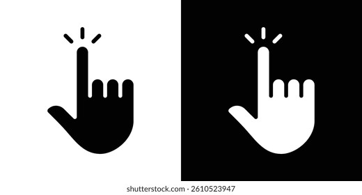 Hand click icons vector set in solid flat style