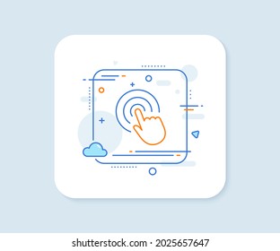 Hand Click line icon. Abstract square vector button. Finger touch sign. Cursor pointer symbol. Click line icon. Quality concept badge. Vector