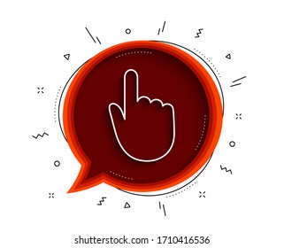 Hand Click line icon. Chat bubble with shadow. Finger touch sign. Cursor pointer symbol. Thin line hand click icon. Vector