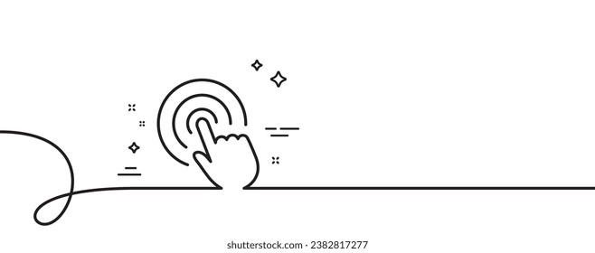 Hand Click line icon. Continuous one line with curl. Finger touch sign. Cursor pointer symbol. Click single outline ribbon. Loop curve pattern. Vector