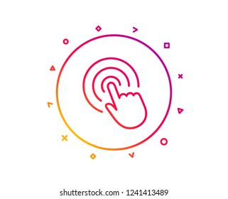 Hand Click line icon. Finger touch sign. Cursor pointer symbol. Gradient pattern line button. Click icon design. Geometric shapes. Vector
