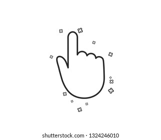 Hand Click line icon. Finger touch sign. Cursor pointer symbol. Geometric shapes. Random cross elements. Linear Hand click icon design. Vector