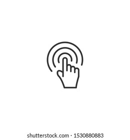 Hand click line icon in simple design on a white background