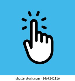 Hand click linear icon. Finger cursor pointer vector.