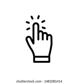 Hand click linear icon. Finger cursor pointer vector.