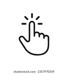 Hand click linear icon. Finger cursor pointer vector. Clicking finger icon