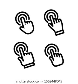 Hand click linear icon set. Clicking pointer finger collection.