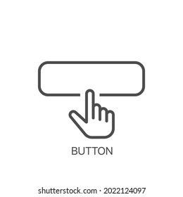 Señal de estilo lineal Hand Click para concepto móvil y diseño web. Icono del vector táctil del dedo. Símbolo del puntero del cursor, ilustración del botón de forma cuadrada