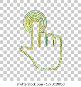 Hand click on button. Blue to green gradient Icon with Four Roughen Contours on stylish transparent Background. Illustration.