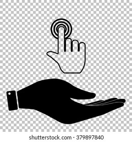 Hand click on button. Flat style icon vector illustration.