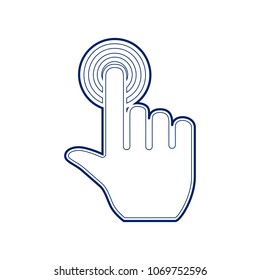 Hand click on button. Vector. Flat style black icon on white.