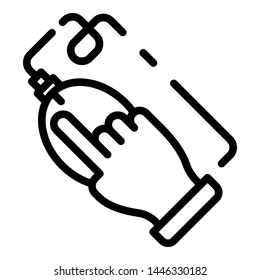 Hand click on mouse icon. Outline hand click on mouse vector icon for web design isolated on white background