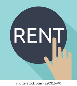 hand click on rent button