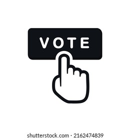 Hand click on vote button. Vector illustration