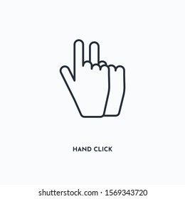 Hand click outline icon. Simple linear element illustration. Isolated line Hand click icon on white background. Thin stroke sign can be used for web, mobile and UI.