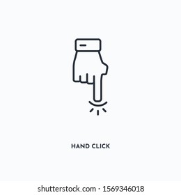 Hand click outline icon. Simple linear element illustration. Isolated line Hand click icon on white background. Thin stroke sign can be used for web, mobile and UI.