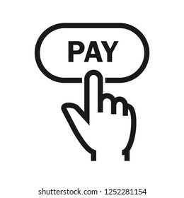 Hand Click Pay Button Simple Flat Stock Vector (Royalty Free ...