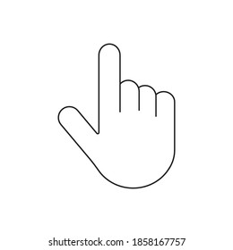 Hand click pointer symbol isolated. Clicking finger vector icon sign in outline style