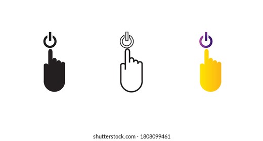 Hand click power off icon vector sign isolated on white background illustration for graphic and web design. eps 10