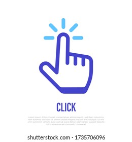 Handklick, Fingerdruck, Auswahl, Auswahl. Dünne Linie Icon für App. Vector-Abbildung.