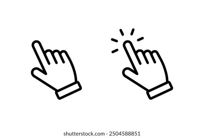 Hacer clic de mano signo Vector. Icono del tacto de la mano, Vector del icono del Hacer clic del cursor de la mano