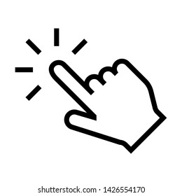 Hand click. Simple design. Line vector. Isolate on white background.