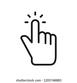 Hand click, simple flat design. Isolate on white background.