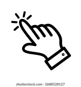 Icono simple del Hacer clic de la mano, haciendo clic en el Vector del puntero