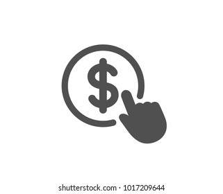 Hand Click simple icon. Currency exchange sign. Cursor pointer symbol. To pay or get money. Quality design elements. Classic style. Vector