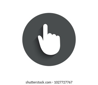 Hand Click simple icon. Finger touch sign. Cursor pointer symbol. Circle flat button with shadow. Vector