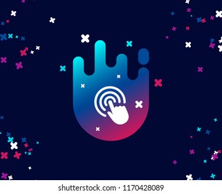 Hand Click simple icon. Finger touch sign. Cursor pointer symbol. Cool banner with icon. Abstract shape with gradient. Vector