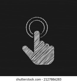 Hand Click sketch style sign for mobile concept and web design. Cursor pointer symbol, logo illustration