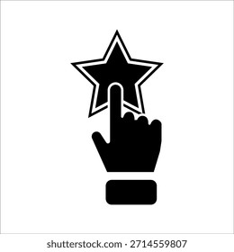 Icono de la estrella del Hacer clic de la mano. Ilustración vectorial aislada en blanco.