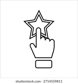 Hand click star icon. Vector illustration isolated on white.