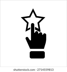 Icono de la estrella del Hacer clic de la mano. Ilustración vectorial aislada en blanco.
