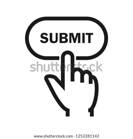 Hand click submit button. Simple flat design. Isolate on white background. 商業照片 © 