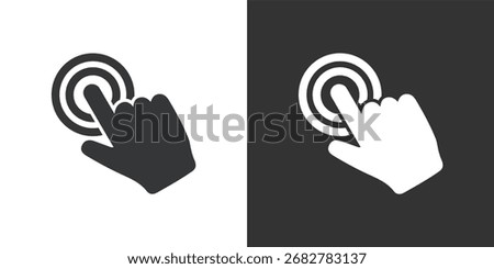 Hand Click or Tap Icon with Concentric Ripple Effect Rings Icon. Solid glyph series icon