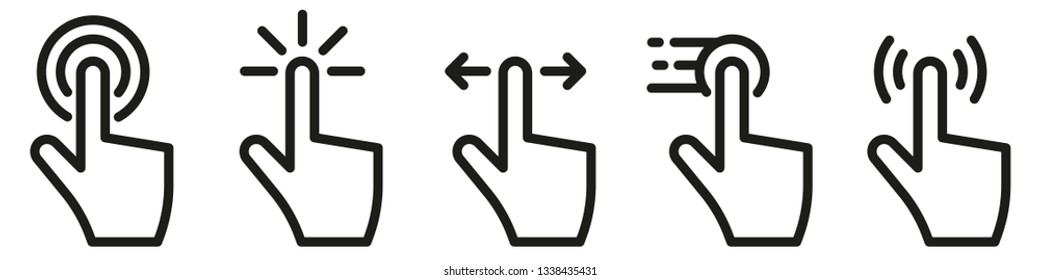 Hand click touch icons set. Vector illustration