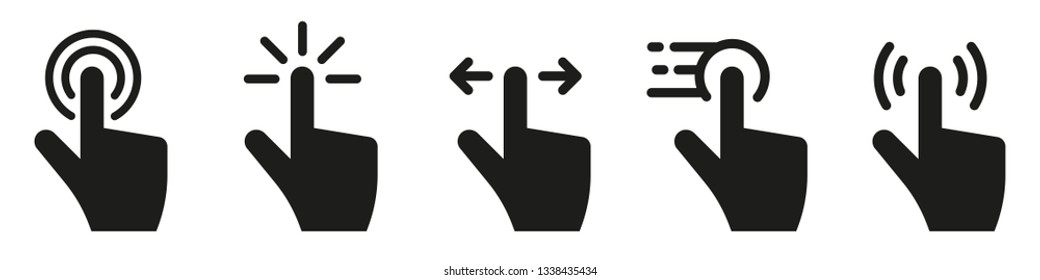 Hand click touch icons set. Vector illustration
