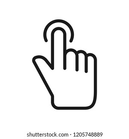 Hand click or touch screen, simple flat design. Isolate on white background.