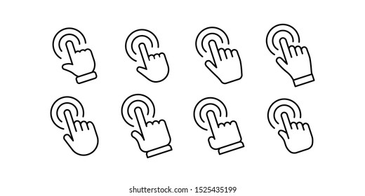 Hand click vector icon. Clicking finger pointer,