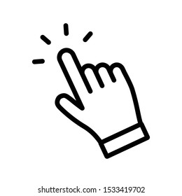 Hand click vector icon, clicking pointer.