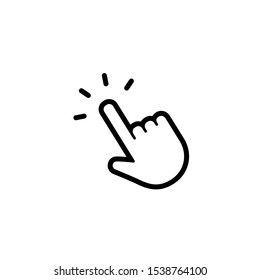 Hand click vector icon, clicking pointer.