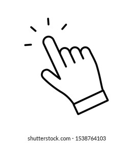 Hand click vector icon, clicking pointer.