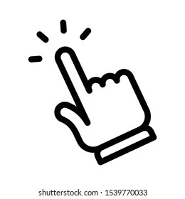 Hand click vector icon, clicking pointer.