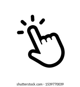Hand click vector icon, clicking pointer.
