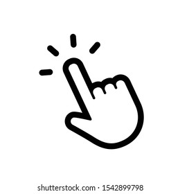 Hand click vector icon, clicking pointer.